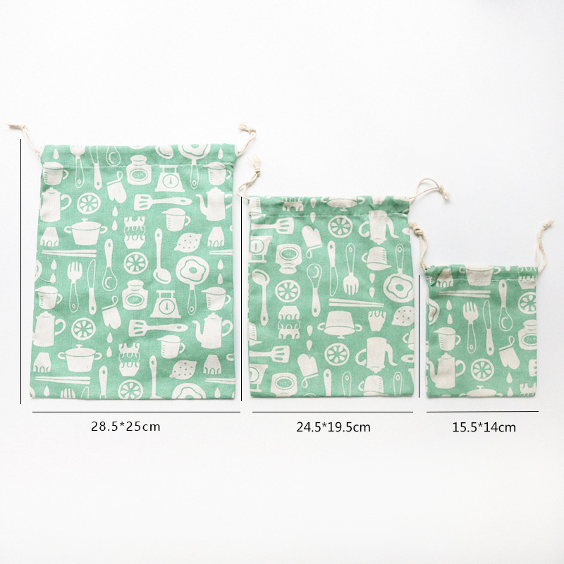 Cotton Linen Drawstring Storage Bag for Students