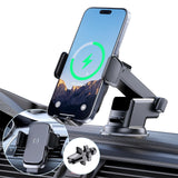 15W Wireless Car Charger Fast Charging Auto-Clamping Phone Mount Holder for Dashboard Windshield Vent Mount for iPhone 15/14/13/12/11 Pro Max Xs Samsung S23/S22/S21/S20/S10+ Note 9 LG Google