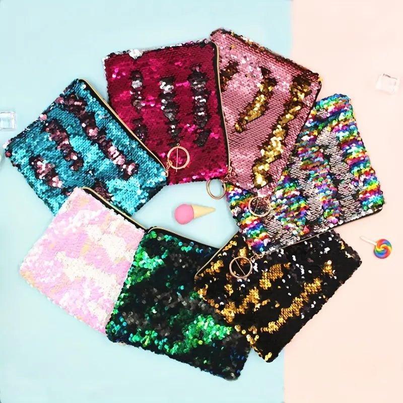 Two-Tone Mermaid Sequin Makeup Organizer Pouch