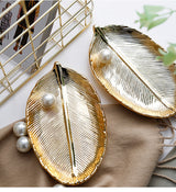 Ceramic Jewelry Tray with Gold Leaf Design (Home Decor)