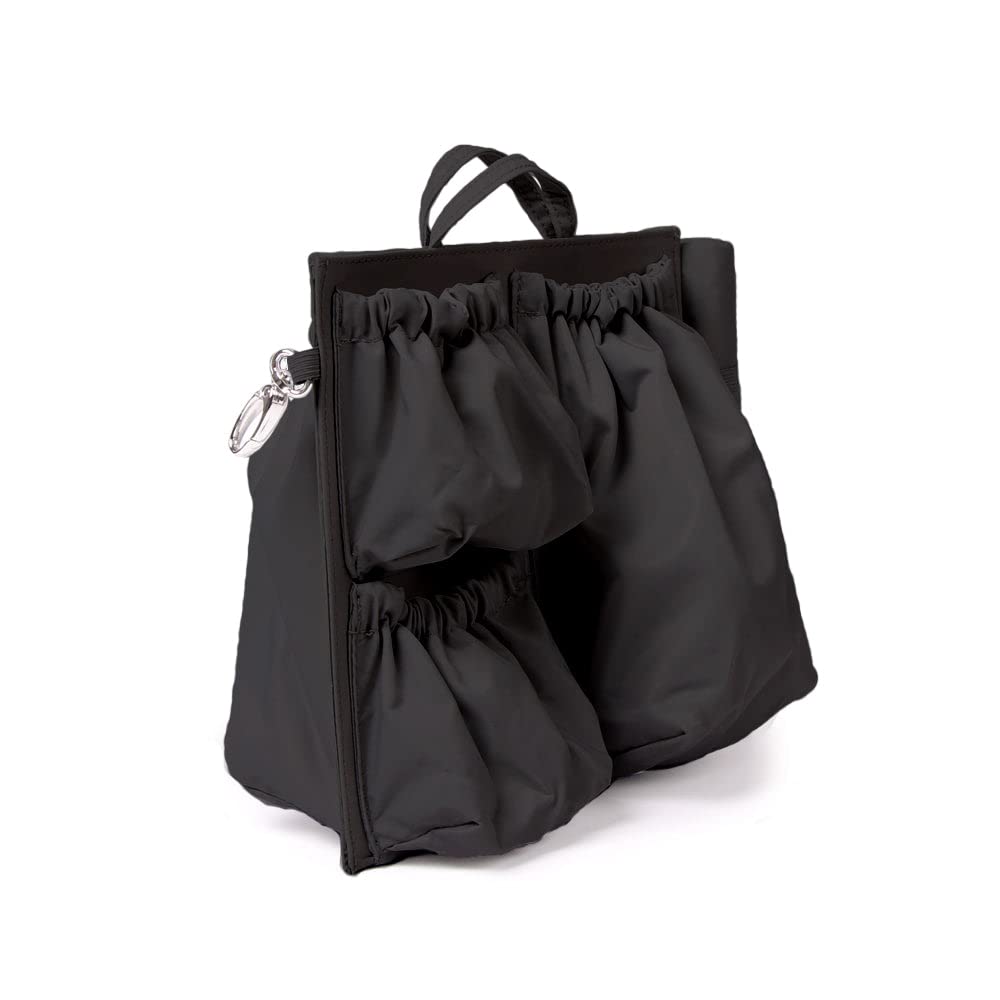 ToteSavvy – Mini Tote Organizer (9.5x9x4”) – 6 Pockets for Changing Bag Handbag Backpack (Mini Black)