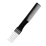 Beautifultracy Teasing Comb with Metal Pick Combs for Women Hair Pick Comb for Hair Styling (1Pc Black)