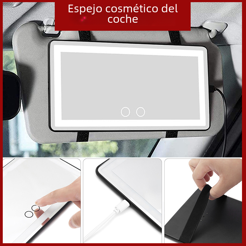 LED Makeup Mirror for Car with Sunshade Hook