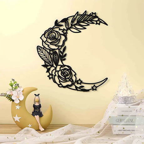 Boho Moon Phase Metal Wall Art for Home Decor