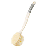 Arswin Shower Body Brush with Bristles and Large Pumpkin LoofahBack Scrubber Bath Mesh Sponge with Anti-Slip Curved Long Handle for Skin ExfoliatingMassage Bristles for Wet or DryMen Women (White)