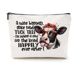 Western Makeup Bag Cow Print Stuff Western Accessories for Women Western Gifts Funny Cow Stuff Cosmetic Bag Toiletry Bag Zipper Cow Gifts for Female Girls Cow Lover Bestie Birthday Graduation