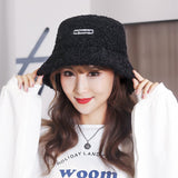 Embroidered Fisherman Hat with Lamb Hair Detail