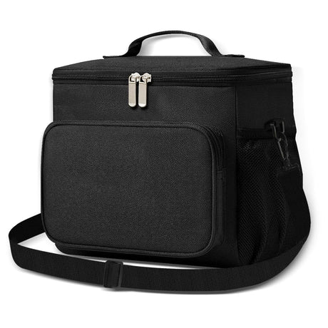 TIECHI Lunch Bag 12L Insulated Lunch Bag with Adjustable Shoulder Strap Lunch Box with Upgraded Leakproof Lining for W/Men Collapsible Cooler Bag for Work Picnic Camping- Upgraded Black