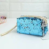 Portable Sequin Makeup Organizer Bag with Zipper Closure