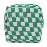 FFpaw Small Makeup Bag for Purse Mini Checkered Cosmetic Bag Zipper Cute Make Up Pouch Travel Toiletry Bag Makeup Aesthetic Accessories Storage Bag Organizer for Women Girls