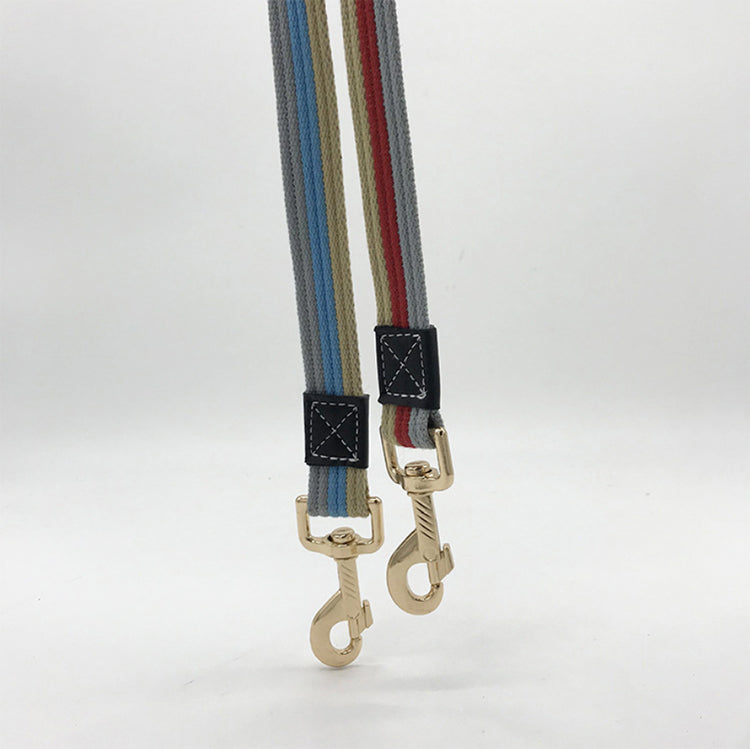 Striped Dog Leash with Safety Rope and Traction Line