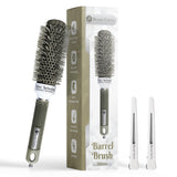 Beauty Carves Round Brush 32 mm/1.3 Inch Barrel with 2 Clips – Round Hair Brush with Flexible Nylon 66 Bristles Nano Ionic Heat Resistant Tech for Professional Curling Styling & Shining Texture