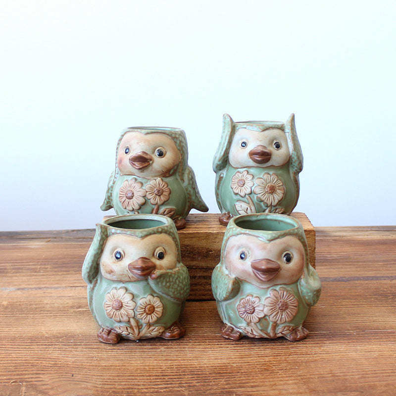 European Ceramic Animal Planter for Succulents - Penguin
