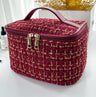 Plaid Print Large Capacity Makeup Bag with Handle