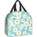KKLDOGS Blue Daisy Insulated Lunch Bag Reusable Lunch Box Freezable Cooler Thermal Tote Bag for Kid Women School Work Camping Travel Fishing Picnic