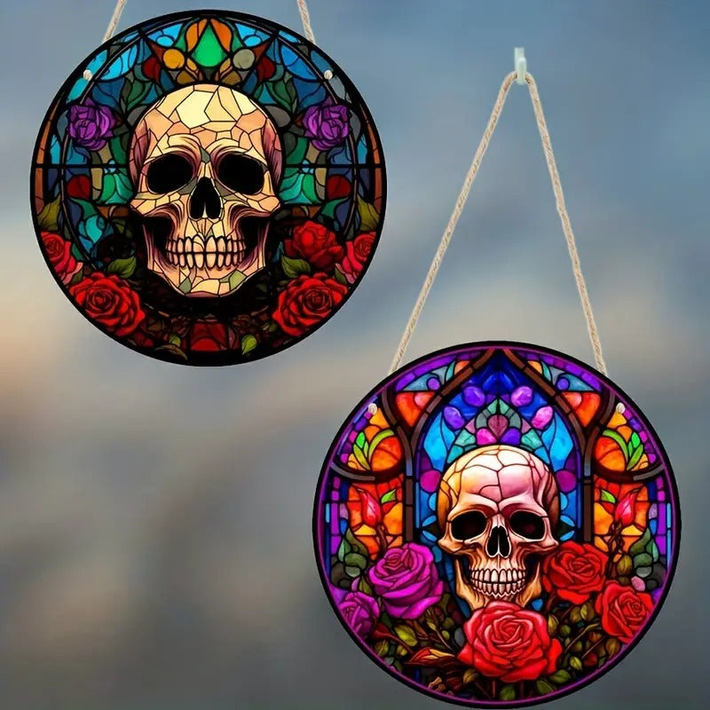 Gorgeous Round Acrylic Skull Rose Home Party Decor
