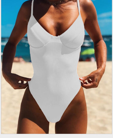 Solid Color Bikini One-Piece Swimwear Collection