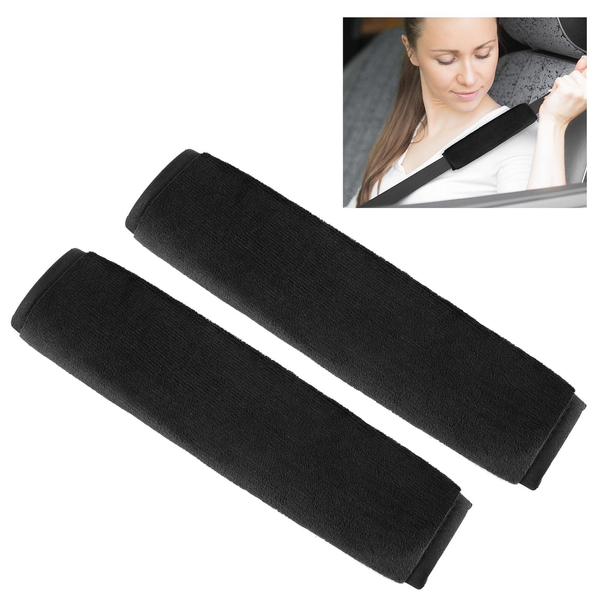 Seatbelt Cushion 2 Pack Universal Car Seat Belt Pads Soft Comfortable Seat Belt Cover Pad Car Seat Shoulder Strap Pads Backpack Shoulder Pad Automotive Seat Belt Cushion Black Harness Pads for Adults