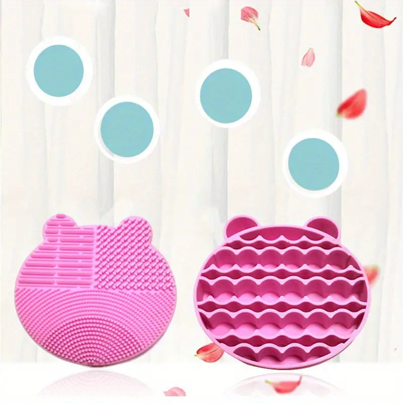 Bear Shaped Silicone Makeup Brush Cleaning Mat & Holder