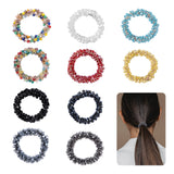Nicime 10Pcs Crystal Rhinstone Hair Ties Crystal Ponytail Holders Crystal Scrunchies Hair Accessories for Women Beaded Ponytail Holder