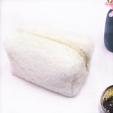 Fluffy Macaron Color Travel Makeup Bag - Large Capacity