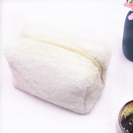 Fluffy Macaron Color Travel Makeup Bag - Large Capacity