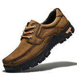Men's Outdoor Hiking Shoes - Thick Sole Leather Boots
