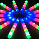 Foam Glow Sticks Bulk(16PCS) for Party with 3 Flashing Modes 16-inch Length Glow in The Dark LED Foam Sticks Wand Pack Party Supplies for Wedding Raves Concert Camping Birthday Holiday Party