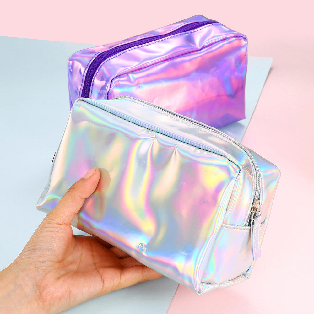 Laser Cosmetic Bag, Square Design, Large Capacity
