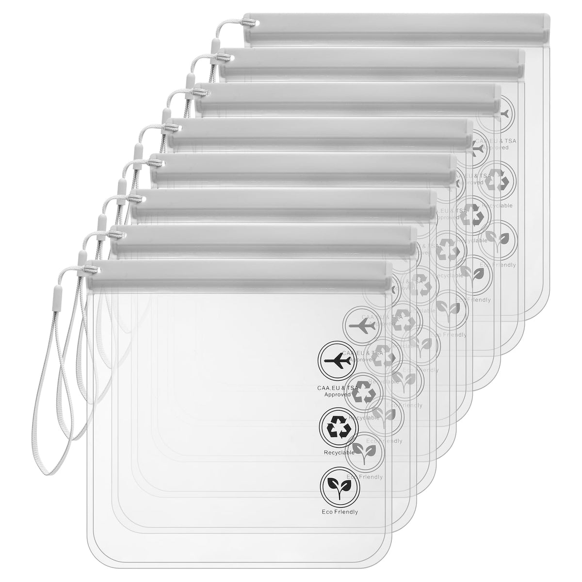 cobee 8 Pack TSA Approved Clear Toiletry Bags Quart Size Carry on Airport Airline Compliant Travel Bag Makeup Cosmetic Bag Organizer Leak-Proof Airport Security Bag for Liquids Cosmetics (Gray)