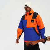 Men's Color Block Outdoor Hooded Jacket for Hiking