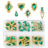 COOSLIM Emerald Green Nail Rhinestones Luxury Nail Art Charms Green Heart Charms for Nails Big Nail Gems Crystals Diamonds Jewelry Stones Nail Art Supplies Studs for Arylic Nails Crafts(24PCS) B