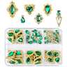 COOSLIM Emerald Green Nail Rhinestones Luxury Nail Art Charms Green Heart Charms for Nails Big Nail Gems Crystals Diamonds Jewelry Stones Nail Art Supplies Studs for Arylic Nails Crafts(24PCS) B