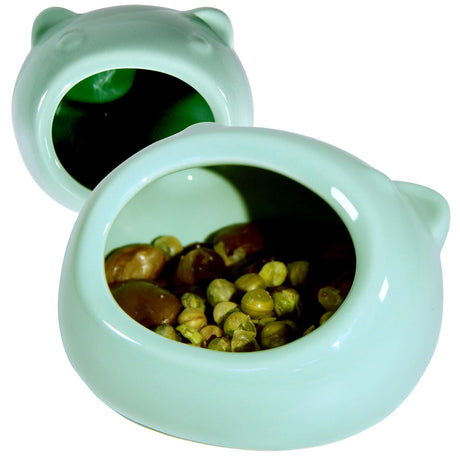Ceramic Small Pet Hamster Food Bowl Guinea Pig Food Bowl Hamster Water Bowl Ferret Chinchillas Squirrels Hedgehog Accessories Reptiles Hamster Accessories for Cages（Cyan）