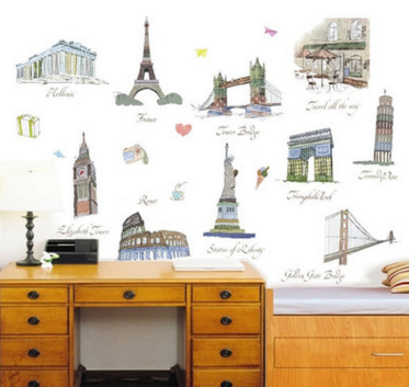 Famous Architecture Removable Wall Stickers for Home