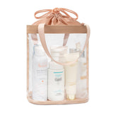 Travel Toiletry Bag Clear Makeup Bag for Women TSA Approved Toiletry Bag Waterproof Clear Bag Cosmetic Pouch Transparent Makeup Organizer Carry on Airport Airline Compliant Brown