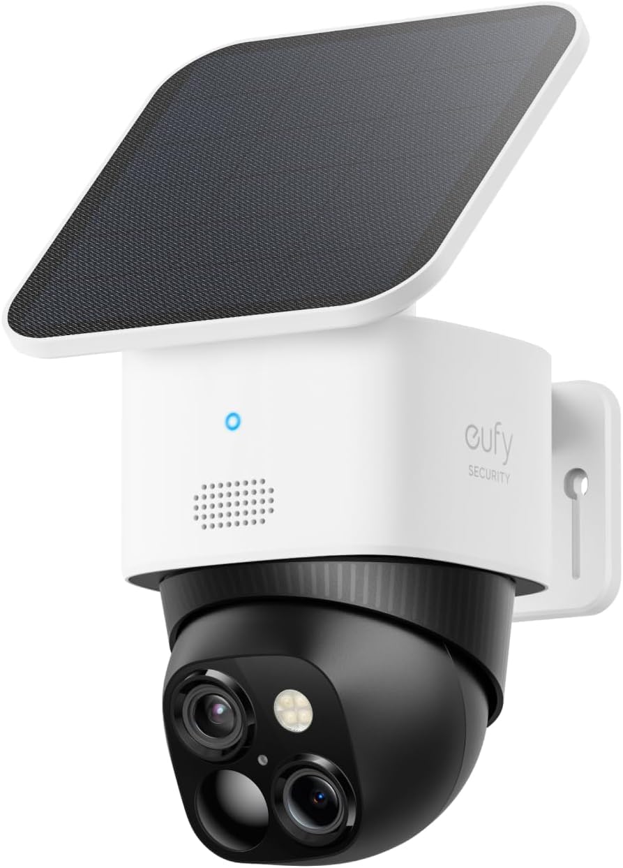 eufy Security SoloCam S340 Solar Security Camera Wireless Outdoor Camera 360 Degree Pan & Tilt Surveillance No Blind Spots 2.4 GHz Wi-Fi No Monthly Fee HomeBase S380 Compatible (Renewed)