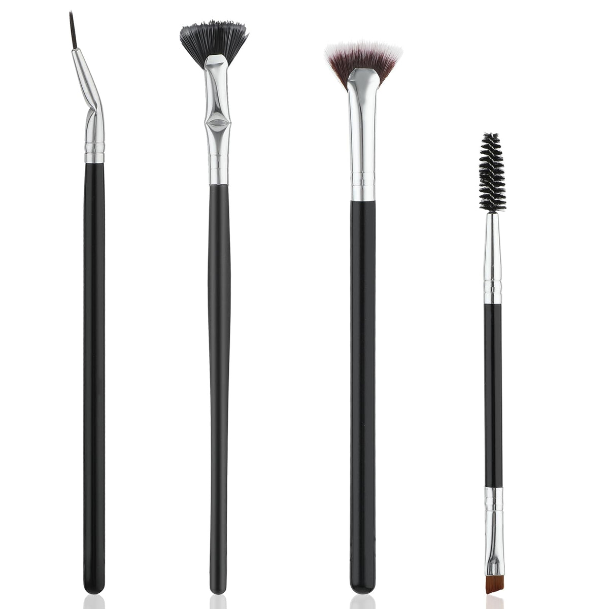 4 PCS Mascara Fan Brush Eyelash Brush Eyelash Separator Tool Folding Angle Scalloped Lash Brush Set for Lashes Eyelash Comb Eye Makeup Brush Tool