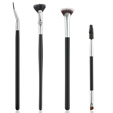 4 PCS Mascara Fan Brush Eyelash Brush Eyelash Separator Tool Folding Angle Scalloped Lash Brush Set for Lashes Eyelash Comb Eye Makeup Brush Tool