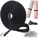 1in×40 Feet Heavy Duty Hook Loop Cable Ties Cord Storage Straps with 50 Metal Buckles Adjustable Cable Holder Straps Hose Wires and Water Pipes Organizer Reusable Cord Management Ties for Home