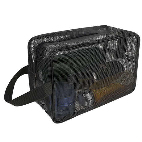 Jeffdad Mesh Shower Bag Mesh Toiletry Bags for Traveling Gym Toiletry Bag for Men Women Toiletry Organizer Tote for Gym Travel Camping College Dorm Room Bathroom(Black)
