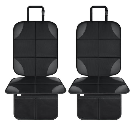 Car Seat Protector for Child Car Seat Car Seat Cover with Leather and Thick Padding Non-Slip Padded Backing with Mesh Pockets 2 Pack 600D Fabric Waterproof Seat Protector Under Baby Car Seat