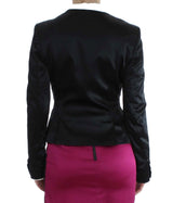 Exte Chic Black and Pink Single-Breasted Blazer