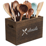 3 Compartment Wooden Kitchen Utensil Holder Organizer with 2 Adjustable DividersSilverware Organizer Farmhouse Utensil Caddy Crock for Counter DecorWall Mounted Kitchen Organizer and Storage Cutlery