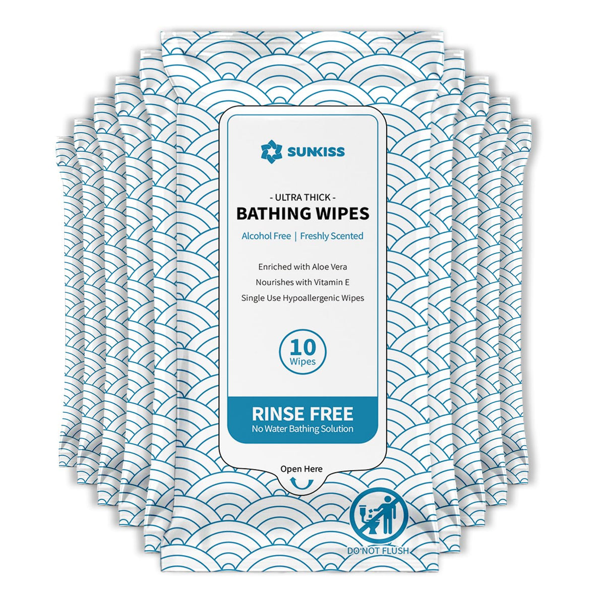 SUNKISS TrustPlus Bathing Wipes with Aloe Extra Thick 8"x12" Body Cleansing Wipes for Adults Sensitive Skin Camping Travelling Gym Caring 100 Count