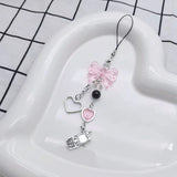 Kawaii Heart Bow Phone Chain - Aesthetic Accessory