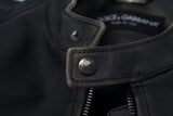 Dolce & Gabbana Black Leather Zipper Biker Coat Jacket