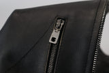 Dolce & Gabbana Black Leather Zipper Biker Coat Jacket