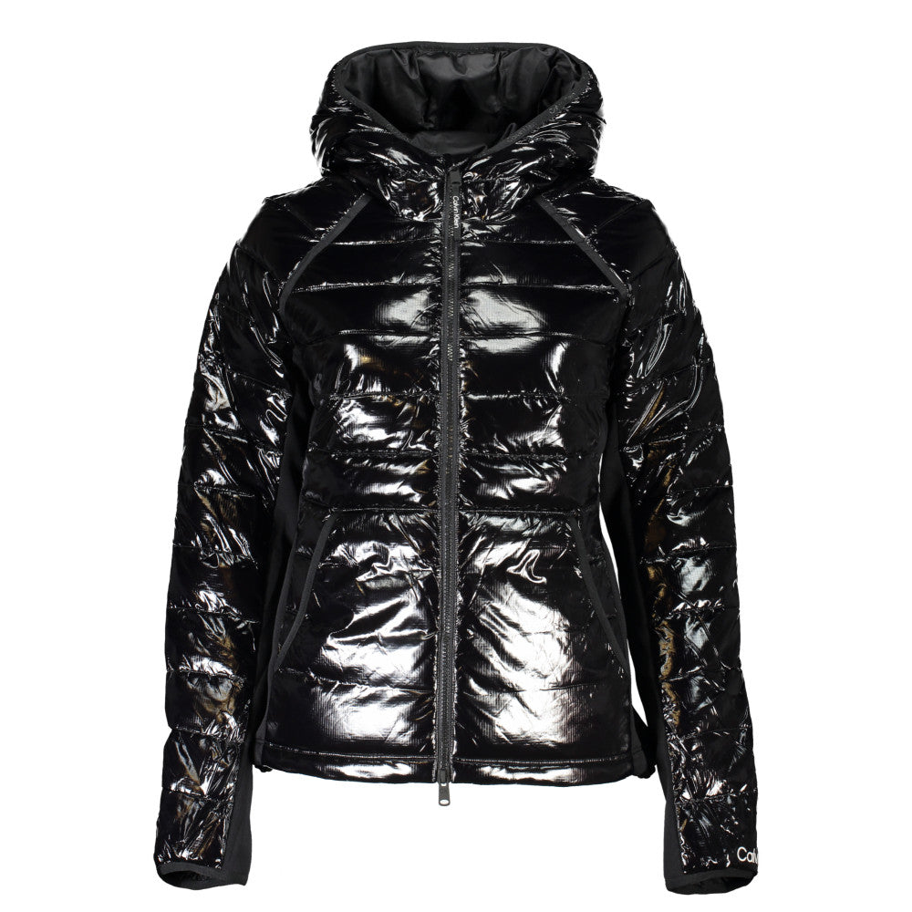 Calvin Klein Jacket with Hood Glossy Black - Women's