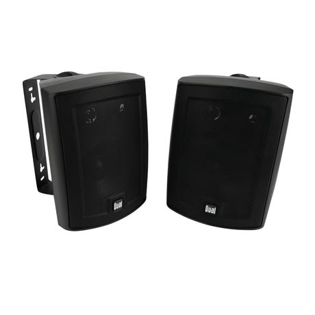 Dual Electronics LU53PB 5.25" 3-Way High Performance Outdoor Indoor Speakers | Effortless Set Up | Home Pool Patio Garage Use | Weather Resistant | Expansive Stereo Sound Coverage | Black